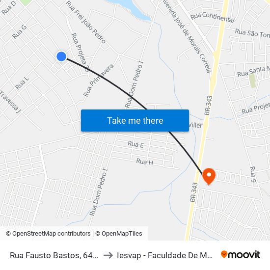 Rua Fausto Bastos, 644-708 to Iesvap - Faculdade De Medicina map