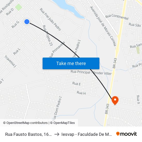 Rua Fausto Bastos, 160-212 to Iesvap - Faculdade De Medicina map