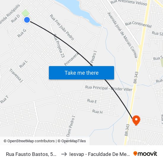 Rua Fausto Bastos, 53-103 to Iesvap - Faculdade De Medicina map