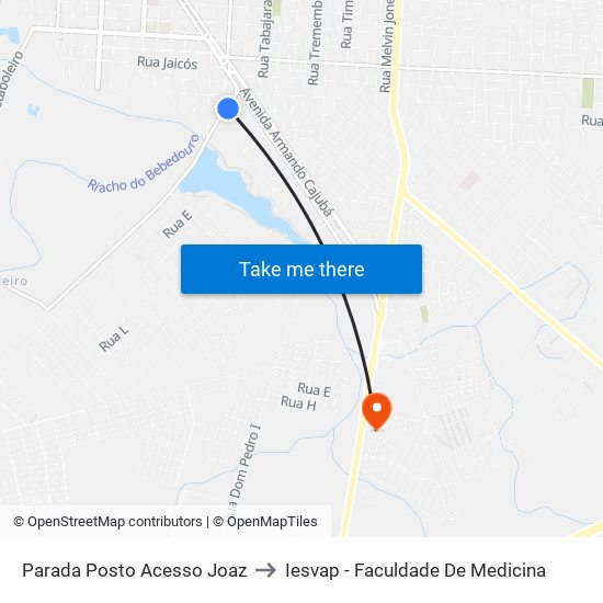 Parada Posto Acesso Joaz to Iesvap - Faculdade De Medicina map