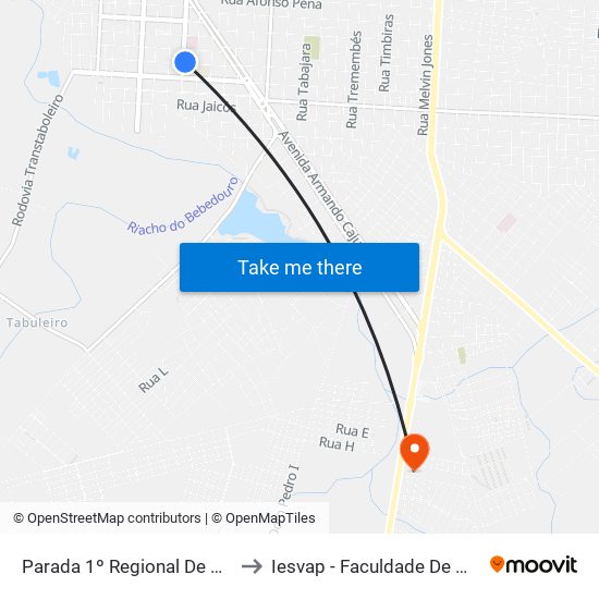 Parada 1º Regional De Parnaíba to Iesvap - Faculdade De Medicina map