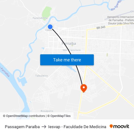 Passagem Paraíba to Iesvap - Faculdade De Medicina map