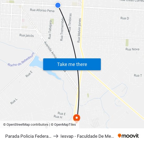 Parada Policia Federal - Pf to Iesvap - Faculdade De Medicina map