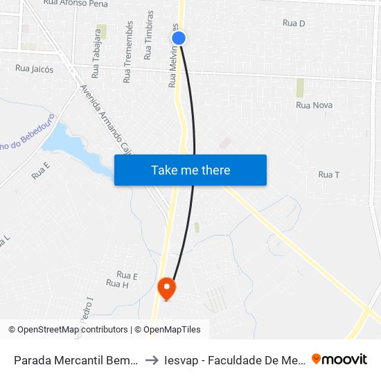 Parada Mercantil Bem-Te-Vi to Iesvap - Faculdade De Medicina map