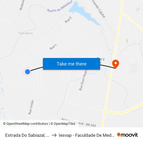 Estrada Do Sabiazal, 177 to Iesvap - Faculdade De Medicina map