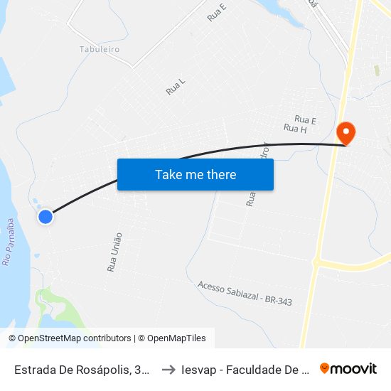 Estrada De Rosápolis, 3884-4194 to Iesvap - Faculdade De Medicina map