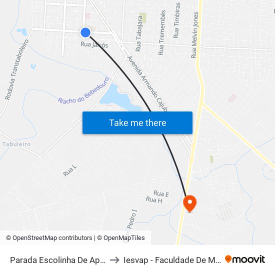 Parada Escolinha De Aplicação to Iesvap - Faculdade De Medicina map