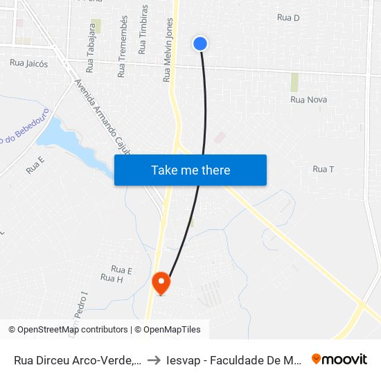 Rua Dirceu Arco-Verde, 1549 to Iesvap - Faculdade De Medicina map