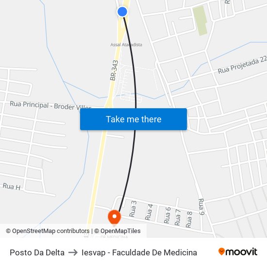 Posto Da Delta to Iesvap - Faculdade De Medicina map