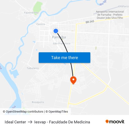 Ideal Center to Iesvap - Faculdade De Medicina map