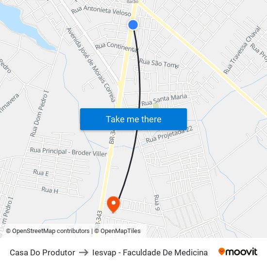 Casa Do Produtor to Iesvap - Faculdade De Medicina map