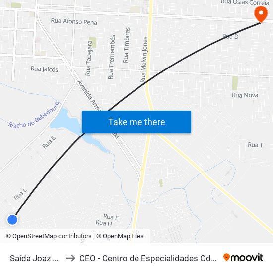 Saída Joaz Souza to CEO - Centro de Especialidades Odontológicas map