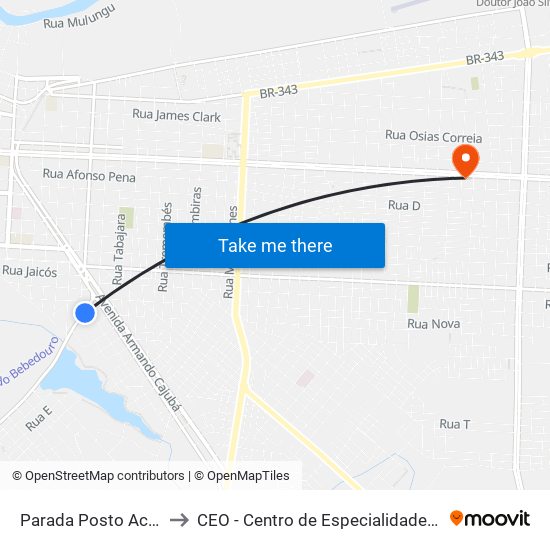 Parada Posto Acesso Joaz to CEO - Centro de Especialidades Odontológicas map