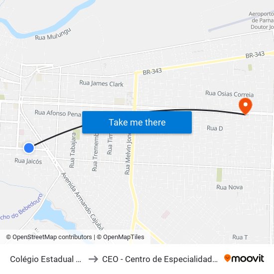 Colégio Estadual Lima Rebelo to CEO - Centro de Especialidades Odontológicas map