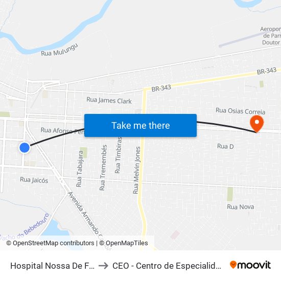 Hospital Nossa De Fátima (Lateral) to CEO - Centro de Especialidades Odontológicas map
