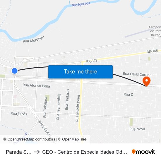 Parada Senac to CEO - Centro de Especialidades Odontológicas map