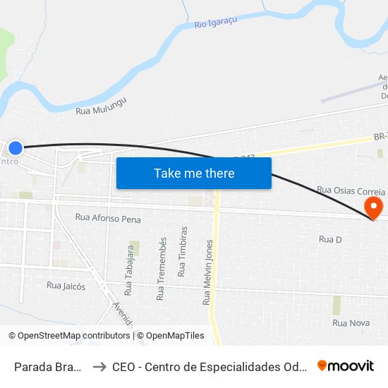 Parada Bradesco to CEO - Centro de Especialidades Odontológicas map