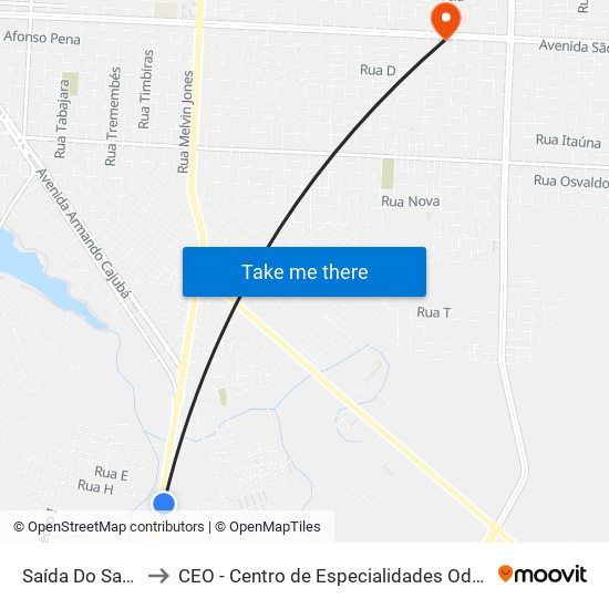Saída Do Sabiazal to CEO - Centro de Especialidades Odontológicas map