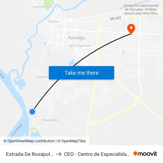 Estrada De Rosápolis, 3884-4194 to CEO - Centro de Especialidades Odontológicas map