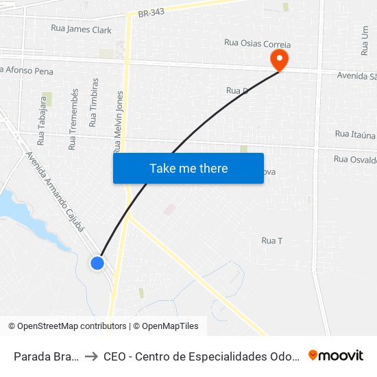 Parada Brahma to CEO - Centro de Especialidades Odontológicas map