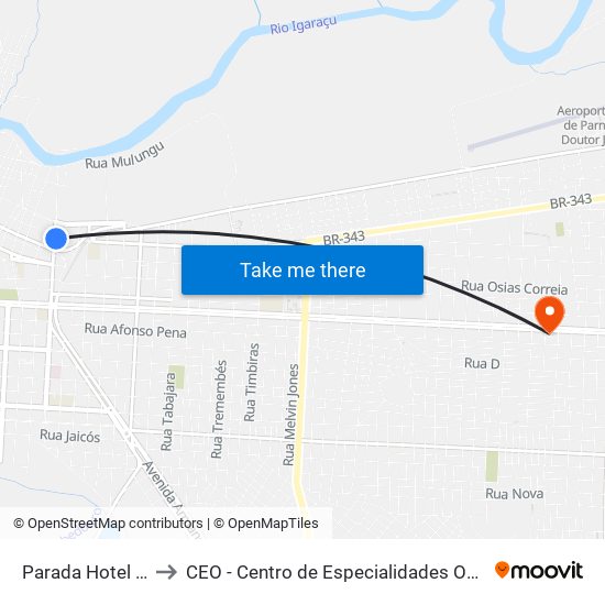 Parada Hotel Cívico to CEO - Centro de Especialidades Odontológicas map