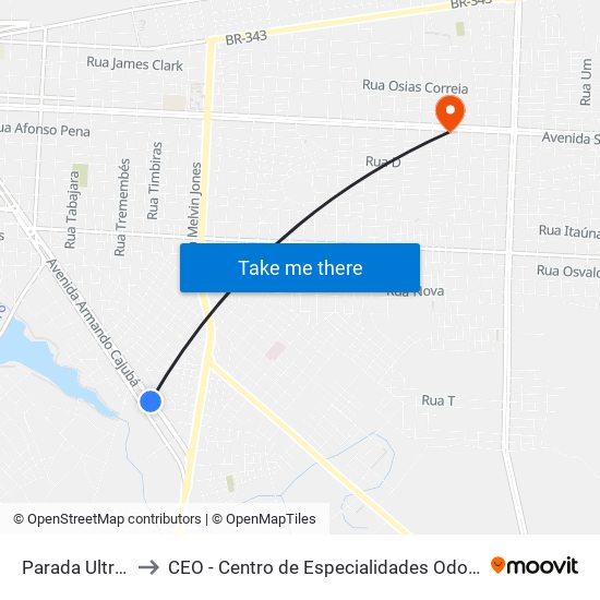 Parada Ultragas to CEO - Centro de Especialidades Odontológicas map