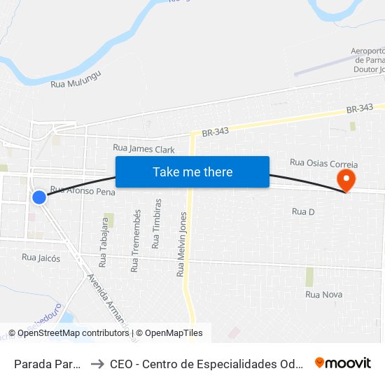 Parada Parnauto to CEO - Centro de Especialidades Odontológicas map