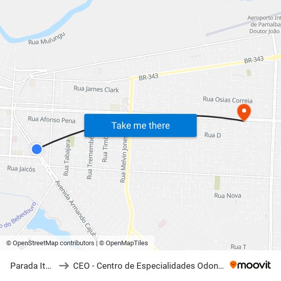 Parada Itaúna to CEO - Centro de Especialidades Odontológicas map