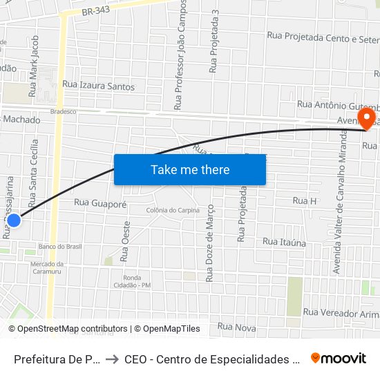 Prefeitura De Parnaíba to CEO - Centro de Especialidades Odontológicas map