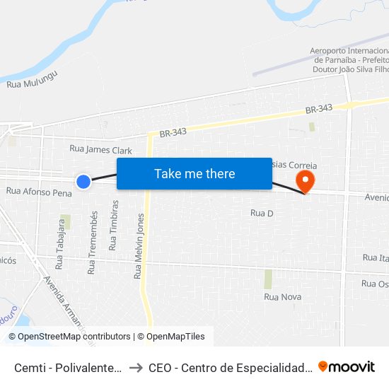 Cemti - Polivalente De Parnaíba to CEO - Centro de Especialidades Odontológicas map
