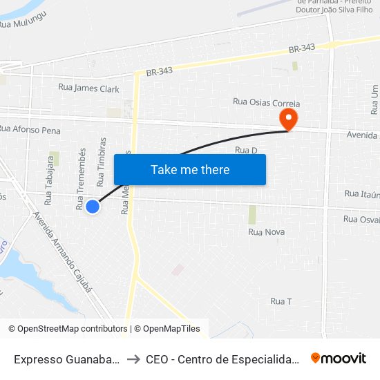 Expresso Guanabara - Garagem to CEO - Centro de Especialidades Odontológicas map