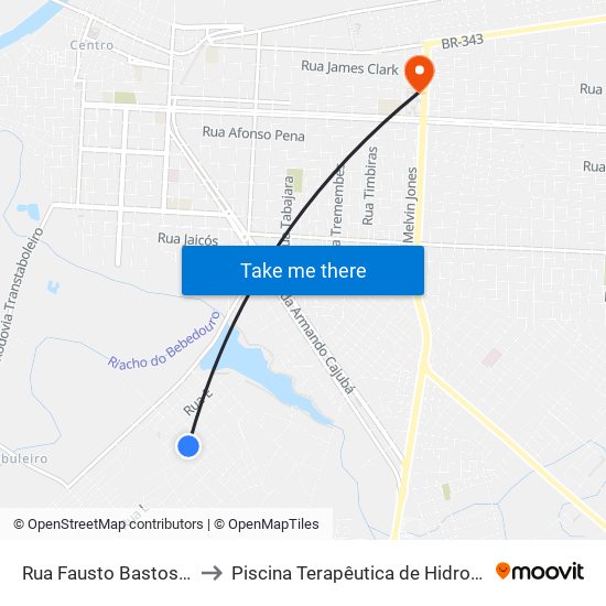 Rua Fausto Bastos, 417-641 to Piscina Terapêutica de Hidroterapia / UFPI map