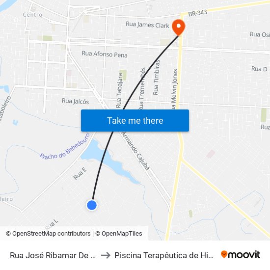 Rua José Ribamar De Lima, 666-690 to Piscina Terapêutica de Hidroterapia / UFPI map