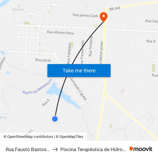 Rua Fausto Bastos, 644-708 to Piscina Terapêutica de Hidroterapia / UFPI map