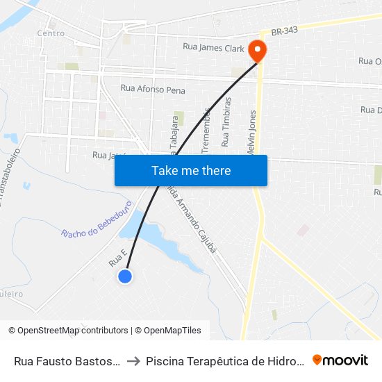 Rua Fausto Bastos, 160-212 to Piscina Terapêutica de Hidroterapia / UFPI map