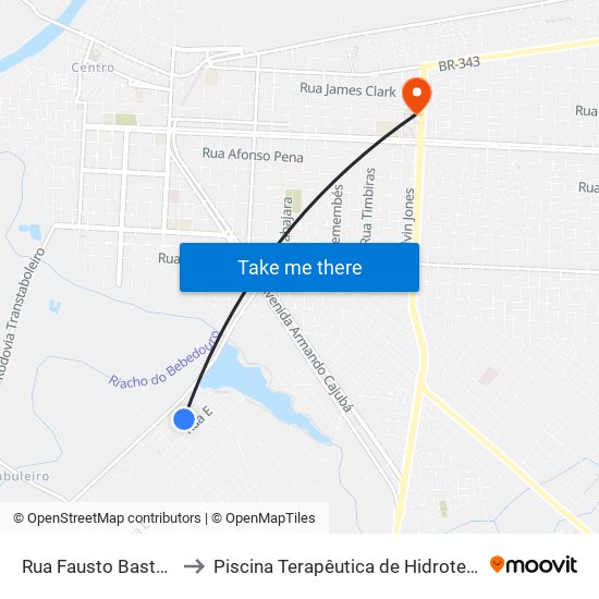 Rua Fausto Bastos, 1-51 to Piscina Terapêutica de Hidroterapia / UFPI map