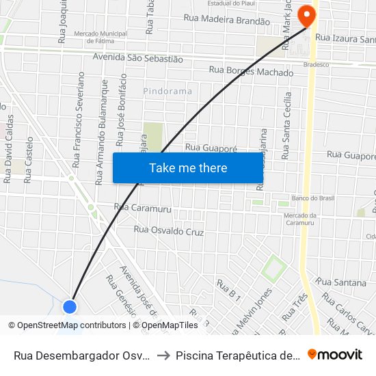 Rua Desembargador Osvaldo Correia, 435-609 to Piscina Terapêutica de Hidroterapia / UFPI map