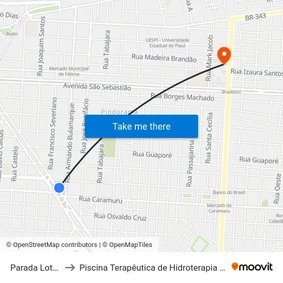 Parada Loteria to Piscina Terapêutica de Hidroterapia / UFPI map