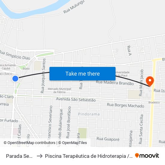 Parada Senac to Piscina Terapêutica de Hidroterapia / UFPI map