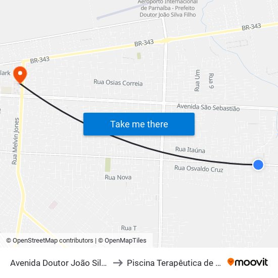 Avenida Doutor João Silva Filho, 5626-5754 to Piscina Terapêutica de Hidroterapia / UFPI map