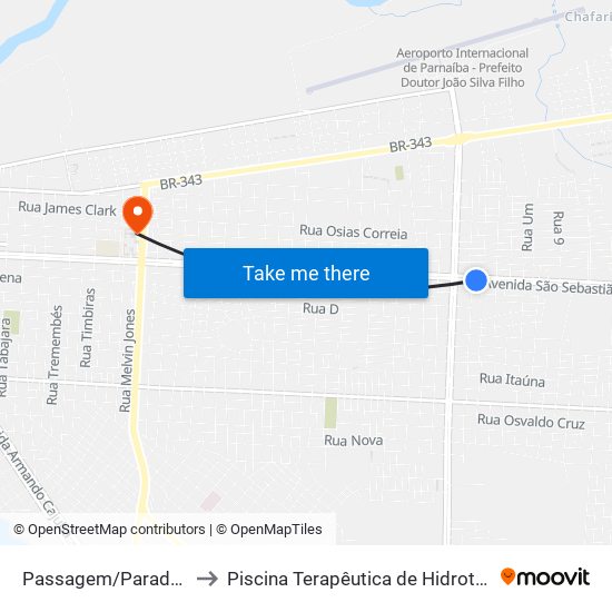 Passagem/Parada - Facoe to Piscina Terapêutica de Hidroterapia / UFPI map