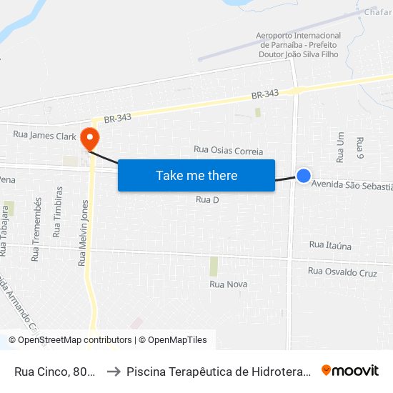 Rua Cinco, 808-856 to Piscina Terapêutica de Hidroterapia / UFPI map