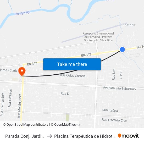 Parada Conj. Jardim Vitória to Piscina Terapêutica de Hidroterapia / UFPI map