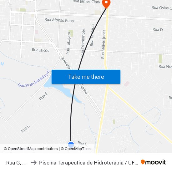 Rua G, 38 to Piscina Terapêutica de Hidroterapia / UFPI map