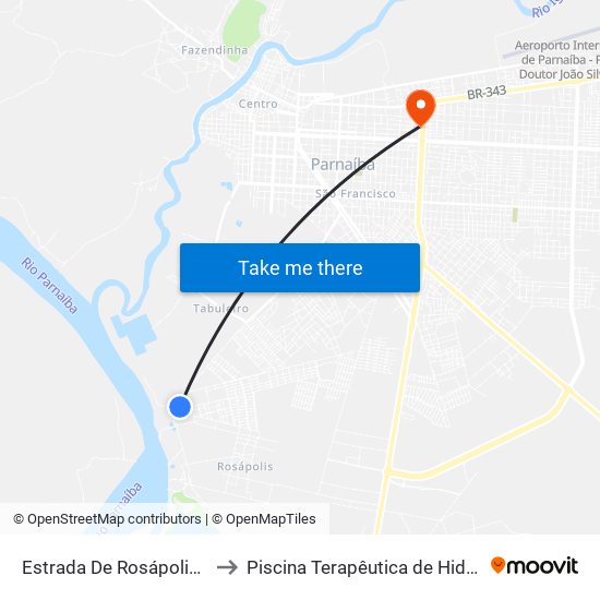 Estrada De Rosápolis, 3095-3399 to Piscina Terapêutica de Hidroterapia / UFPI map