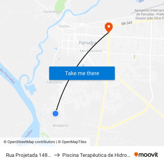 Rua Projetada 148, 486-550 to Piscina Terapêutica de Hidroterapia / UFPI map