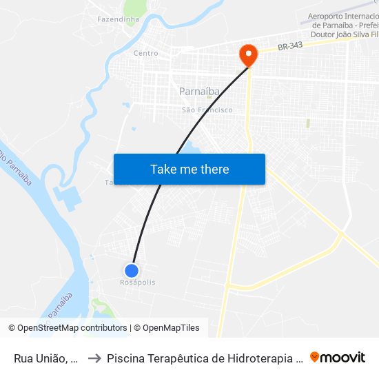 Rua União, 335 to Piscina Terapêutica de Hidroterapia / UFPI map