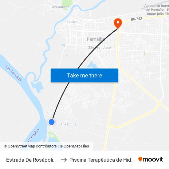 Estrada De Rosápolis, 4195-4411 to Piscina Terapêutica de Hidroterapia / UFPI map