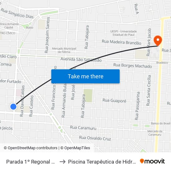 Parada 1º Regonal De Parnaíba to Piscina Terapêutica de Hidroterapia / UFPI map