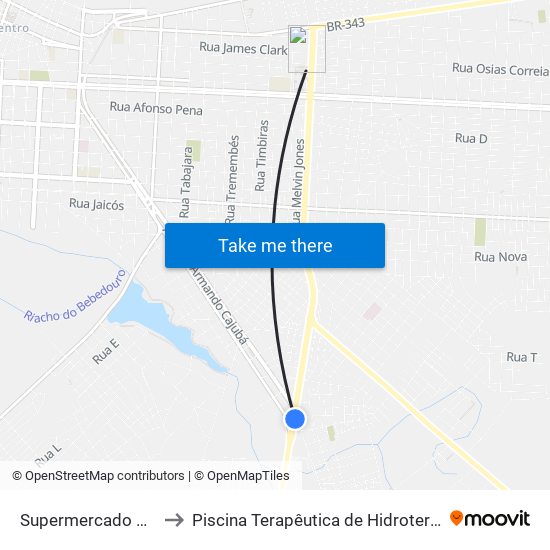 Supermercado Popular to Piscina Terapêutica de Hidroterapia / UFPI map